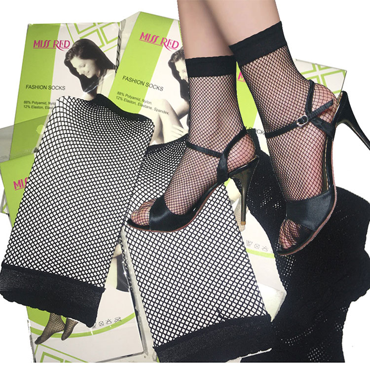 黑色女士性感大中小镂空短网袜