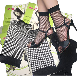 春夏季爆款渔网丝袜黑色女士短网袜 性感大中小网格镂空网眼短袜