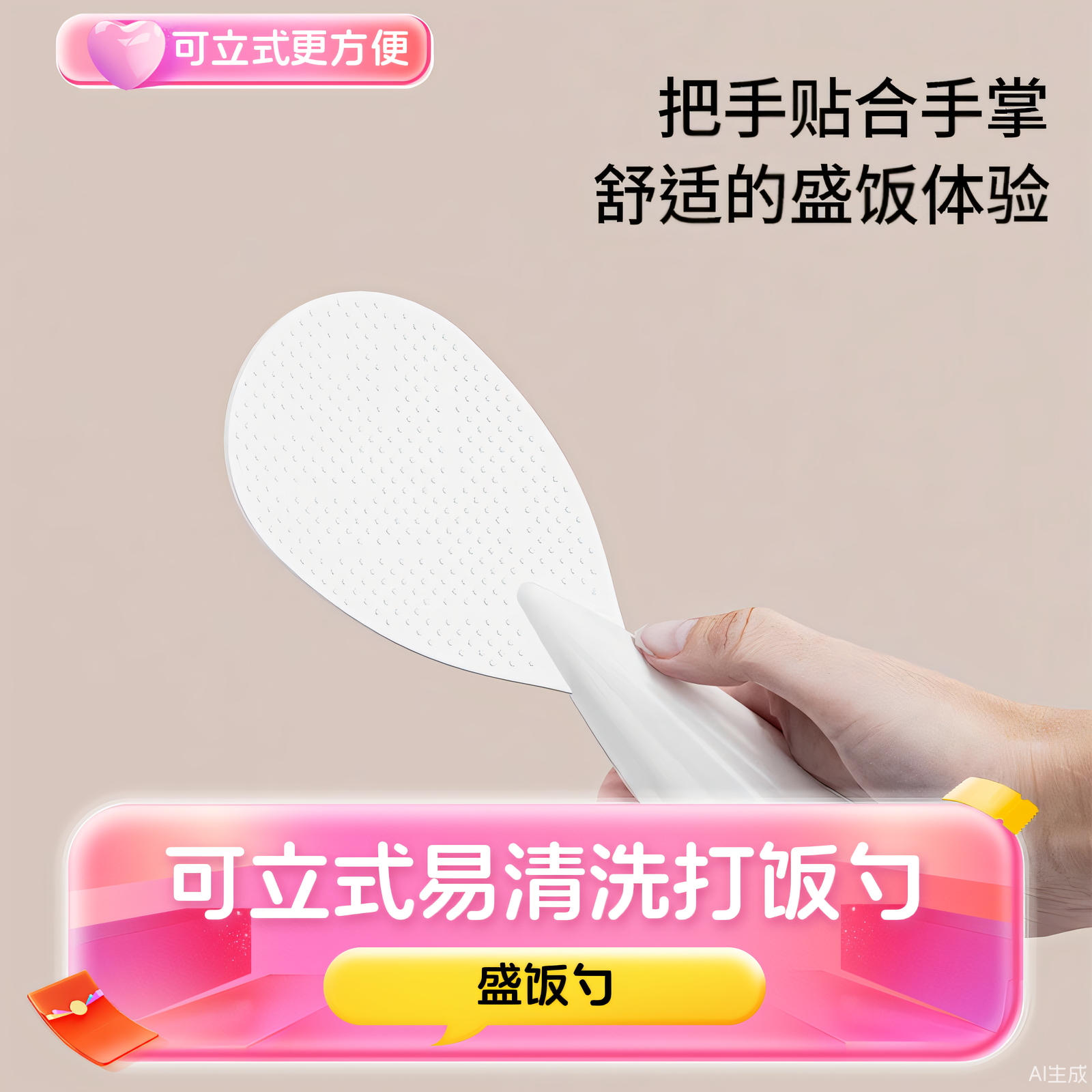 不倒翁防粘米饭勺家用新款易清洗打饭勺子厨房可立式不伤锅盛饭勺,餐饮具,调羹/饭勺,淘宝优惠券,粉丝福利购,淘宝优惠卷