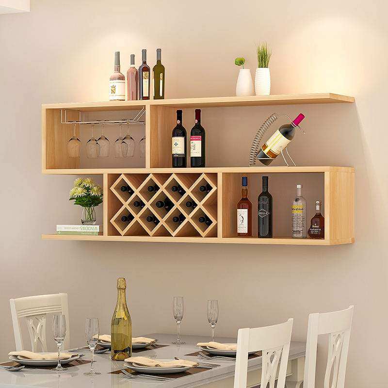 墙上酒柜壁挂式创意简约红酒架客厅餐厅酒格子墙壁装饰置物架