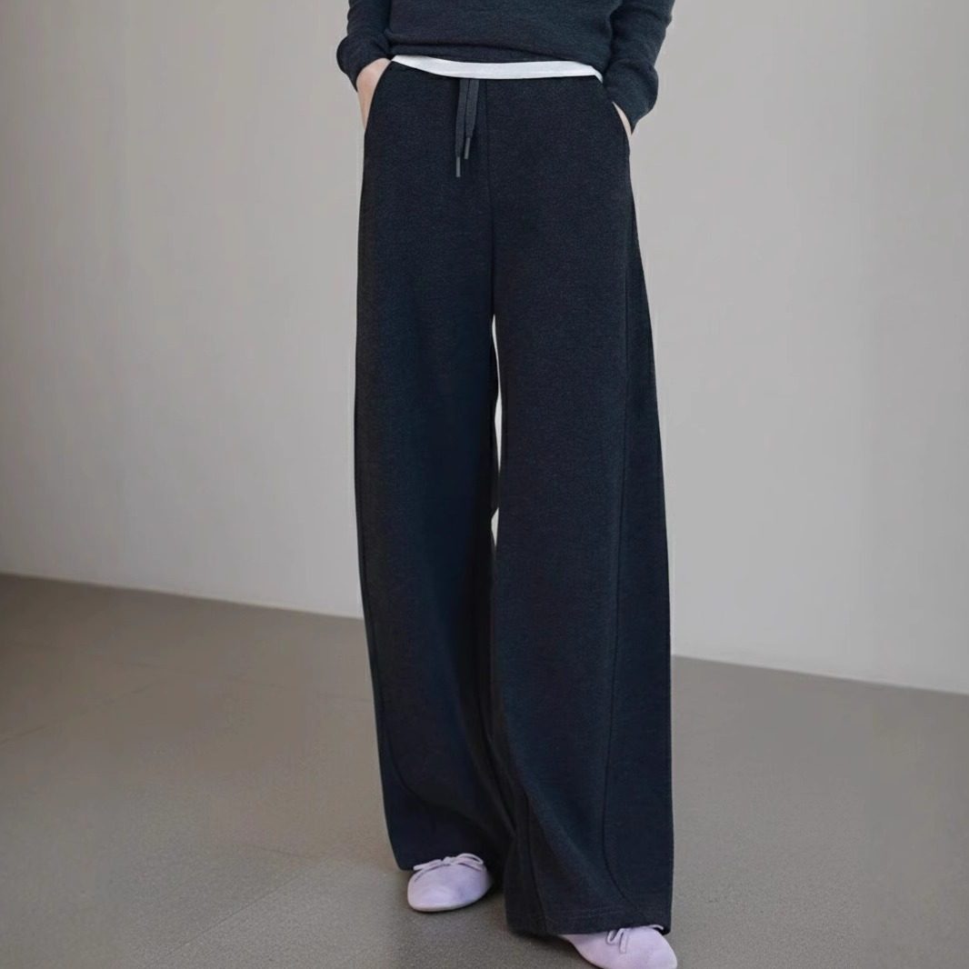 2025新款秋冬羊毛醋酸长裤女士加绒高腰阔腿裤休闲肌理感抽绳裤子,女装/女士精品,休闲裤,淘宝优惠券,粉丝福利购,淘宝优惠卷