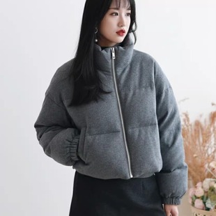 小个子90白鹅绒羽绒服 时尚 2025冬致Z同款 高支羊毛立领外套女短款