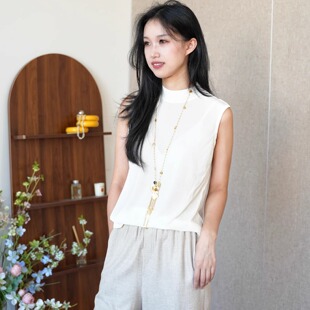 T恤女简约ROW风半高领背心打底衫 2026新款 天丝羊毛无袖 法式 春季