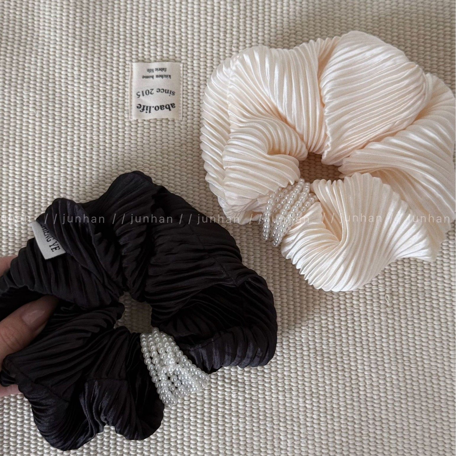 法式褶皱珍珠大肠发圈女高质量扎头发绳不伤发头绳百搭发饰,饰品/流行首饰/时尚饰品新,发饰,淘宝优惠券,粉丝福利购,淘宝优惠卷