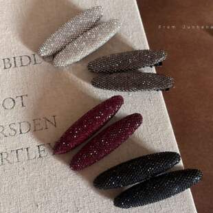 安可拉红细闪满钻发夹精致重工水钻侧边夹时尚洋气碎发整理刘海夹