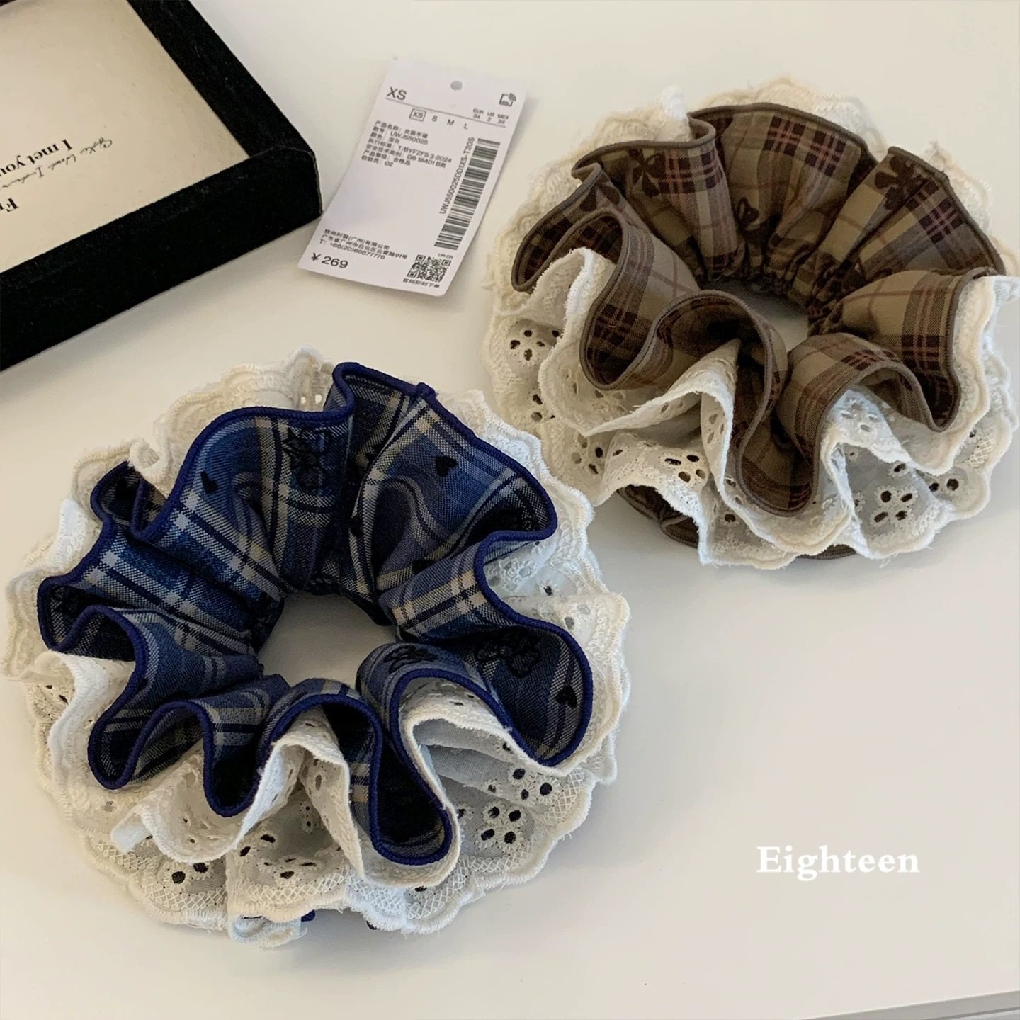 韩系咖色格纹蕾丝大肠发圈女扎头发丸子头慵懒风气质百搭头绳发饰,饰品/流行首饰/时尚饰品新,发饰,淘宝优惠券,粉丝福利购,淘宝优惠卷