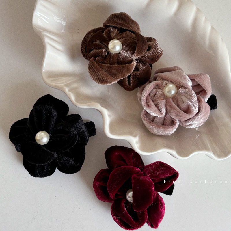 玫瑰千金~丝绒珍珠花朵发夹女刘海夹后脑勺头饰发饰少女边夹顶夹,饰品/流行首饰/时尚饰品新,发饰,淘宝优惠券,粉丝福利购,淘宝优惠卷