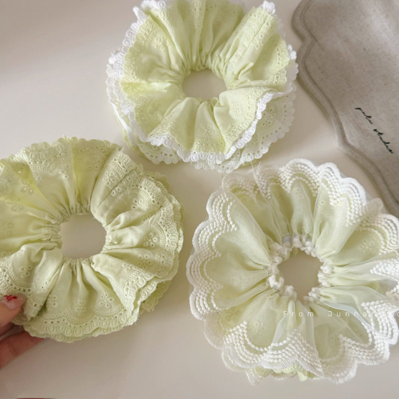 青苹果~绿色蕾丝大肠发圈女韩系高级感超大丸子头扎头发头绳头饰,饰品/流行首饰/时尚饰品新,发饰,淘宝优惠券,粉丝福利购,淘宝优惠卷