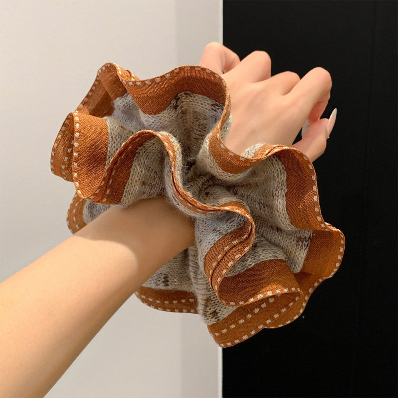 韩系咖色花边针织毛线大肠发圈女慵懒风扎头发超大发饰头绳秋冬,饰品/流行首饰/时尚饰品新,发饰,淘宝优惠券,粉丝福利购,淘宝优惠卷