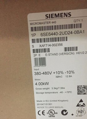 议价1P 6SE6440-2UD24-0BA1M440 4KW变频器6SE64402UD240BA1