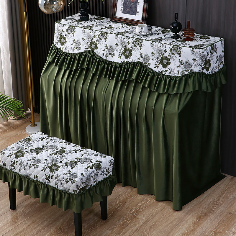 轻奢钢琴防尘罩新款美式碎花钢琴套凳罩全罩套高级感钢琴盖布琴罩