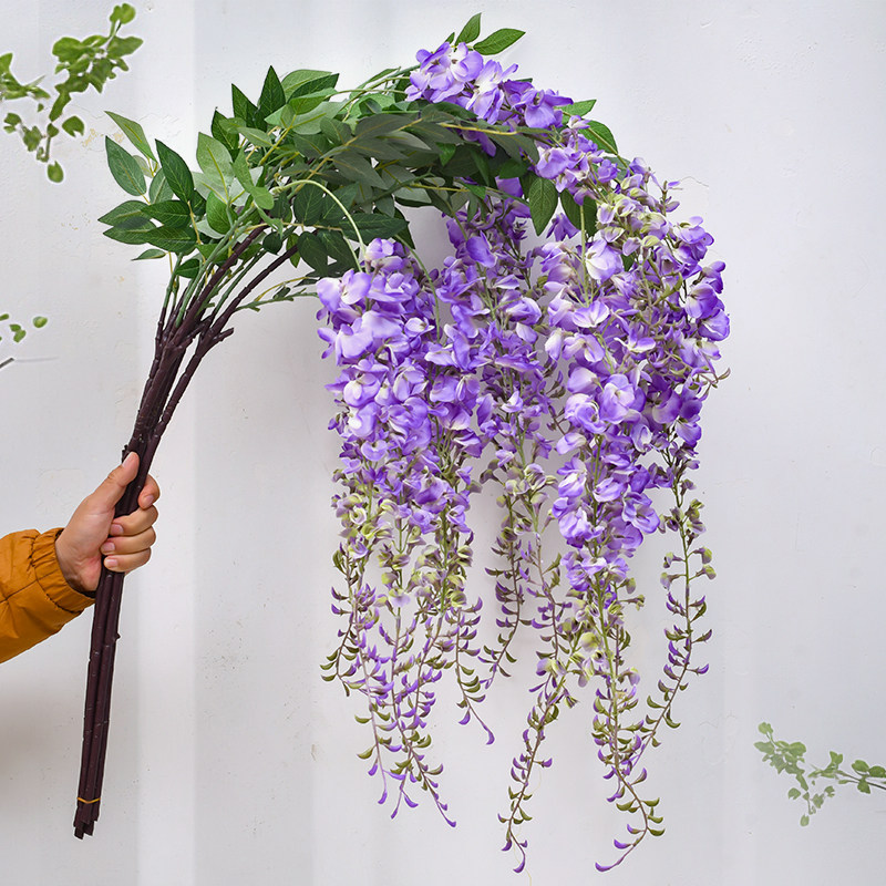高端紫藤花仿真花假花摆设装饰花艺垂吊花藤长枝干花婚庆拍照插花