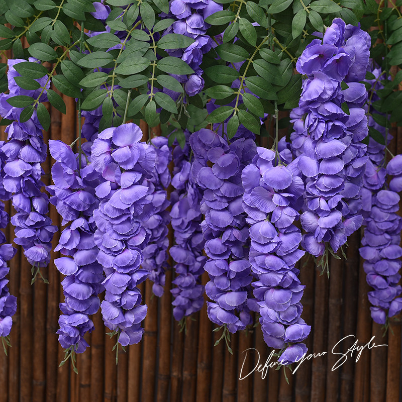 仿真阿勃勒巨型紫藤花长枝塑料假花绢花室内客厅垂吊花藤拍照装饰
