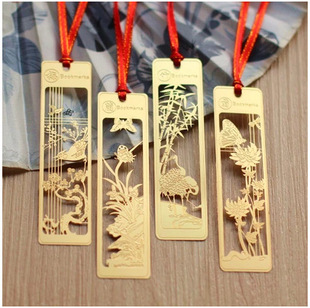 韩国文具 超精致创意迷你中国风金属书签 梅兰竹菊古典书签