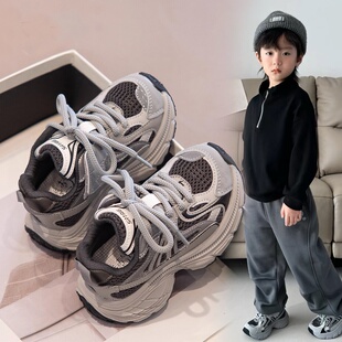 儿童老爹鞋2025春秋新款男童网面透气运动鞋潮牌女童休闲鞋阿甘鞋