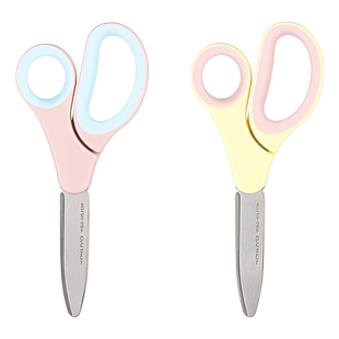 日本kokuyo国誉儿童剪刀学童裁剪刀创意多功能不锈钢剪刀便捷手工用淡彩星球小学生裁剪工具