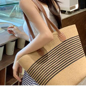 新草编包包女夏季 三亚海边度假托特包大容量编织单肩包藤编沙滩包