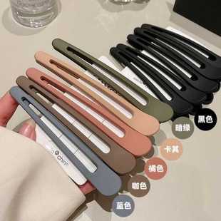 发卡女2024新款高级感侧边简约磨砂无痕发夹长款大号鸭嘴夹碎发夹