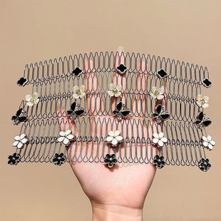 合金仿珍珠发饰爆款 山茶花碎发梳毛发碎发整理神器发箍发夹后脑勺