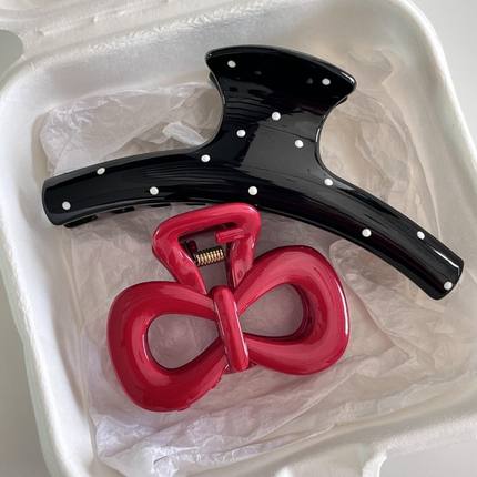 韩版波点抓夹女高级感2024新款后脑勺鲨鱼夹发夹头饰高端发卡发饰