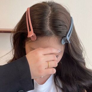 韩国简约磨砂长款鸭嘴夹后脑勺夹子头饰少女刘海夹边夹发卡碎发夹