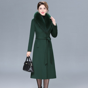 毛领羊绒大衣女中长款2025新款冬加厚大码气质高端妈妈装毛呢外套