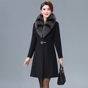 毛领羊绒大衣女短款2025新款大码妈妈装时尚气质小个子羊毛呢外套