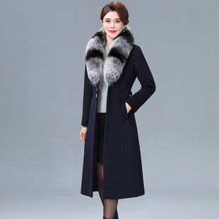 狐狸毛领毛呢外套女士中长款中年妈妈装冬季新款大码高端羊绒大衣
