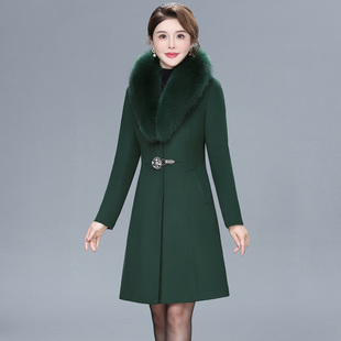 狐狸毛领羊绒大衣2025新款小个子中年妈妈气质羊毛呢子外套女短款