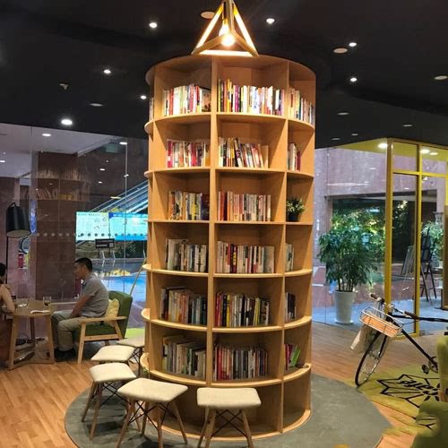 创意圆形书架包柱子落地大型书架