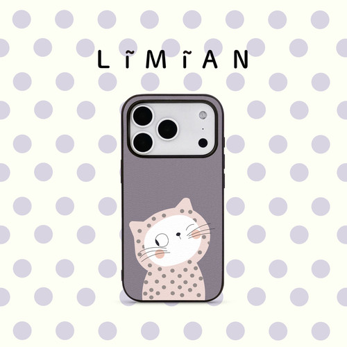 里面LM｜波点小猫系列真皮手机壳清新日常卡通保护壳可爱治愈简约软壳定制创意个性保护壳小众适用于苹果华为
