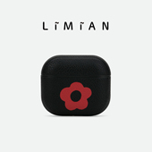 里面LM｜小红花系列真皮AirPods1234代AirPodspro123代耳机壳保护套刻字定制可爱卡通不撞壳小众治愈情侣