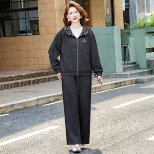 妈妈秋装休闲套装2026新款秋冬外套中老年女时尚女款运动服两件套