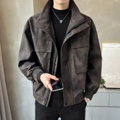 春秋季 皮衣夹克男式 2025新款 高级感帅气翻领上衣商务休闲青年
