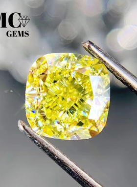 超级爆款Fancy Yellow淡黄浅黄彩钻肥正方圆正方黄钻裸石精品包邮