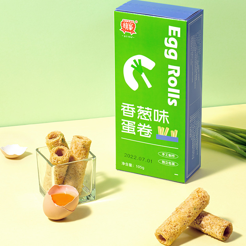 旗峰香葱味蛋卷105g鸡蛋卷酥饼干盒装广东手工零食小吃休闲食品
