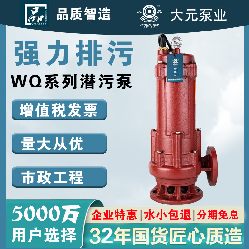 大元污水泵工地市政养殖化粪池无堵塞工业矿场大流量泥浆三相380V