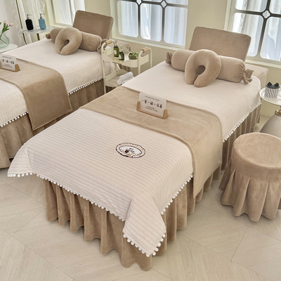 新款网红牛奶绒美容床罩四件套秋冬轻奢美容院理疗头疗通用床罩