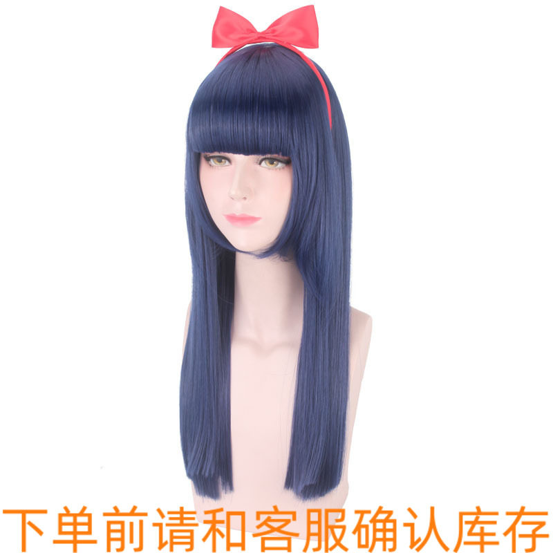 pop子和pipi美POP的TEAM日常EPI假毛cos齐刘海灰蓝色60cm长发假发