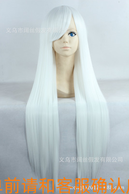 女鬼cos假发纯白色80CM长直发长发 水银灯弱音军火女王 蔻蔻 假毛