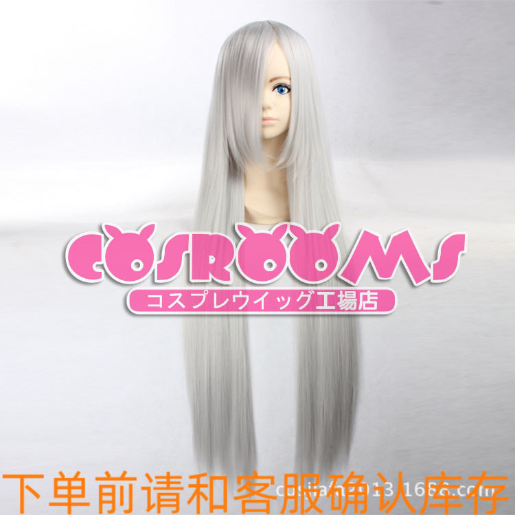 cosplay假发假毛家庭教师 斯夸罗S娘100cm米银白色灰色长发长直发