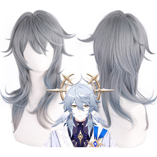 崩坏星穹铁道 星期日cosplay假发 仿真头皮顶银灰色50cm长发假毛
