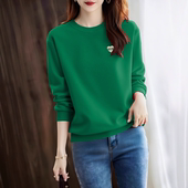 圆领新款 潮流卫衣 长袖 秋冬加绒加厚2025女士洋气宽松大码 休闲时尚