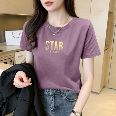 短袖t恤女夏季2024新款韩版洋气显瘦圆领百搭妈妈夏装女装上衣