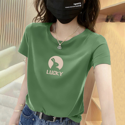 2025新款短袖T恤女夏季装大码休闲遮肚圆领女士中年妈妈减龄上衣