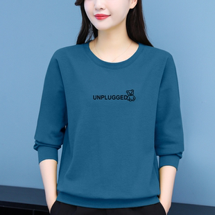 长袖 休闲时尚 上衣卫衣 宽松大码 秋冬加绒加厚圆领女士洋气2025新款