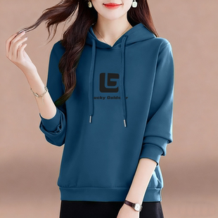 简约上衣 时尚 通勤宽松加绒春秋加厚显瘦女装 外套连帽卫衣2025新款