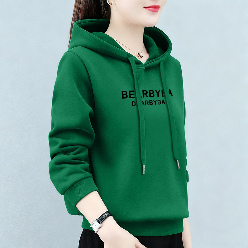 女士上衣加厚中年新款洋气运动卫衣秋冬2025加绒连帽宽松时尚外套