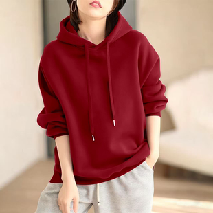 连帽女士潮流卫衣 洋气长袖 宽松休闲百搭加绒加厚保暖2025新款 时尚