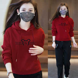 连帽休闲运动中年洋气外穿妈妈装 卫衣女春秋冬季 加绒加厚2024新款